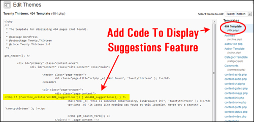 Edit Your WordPress To Display Suggestions Feature