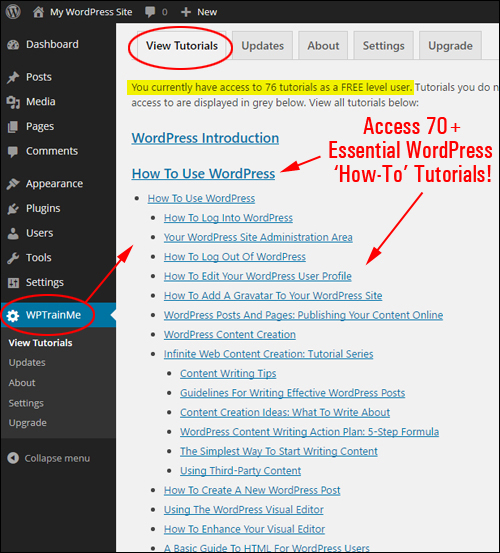 WPTrainMe - WordPress User Tutorials Plugin Free Edition
